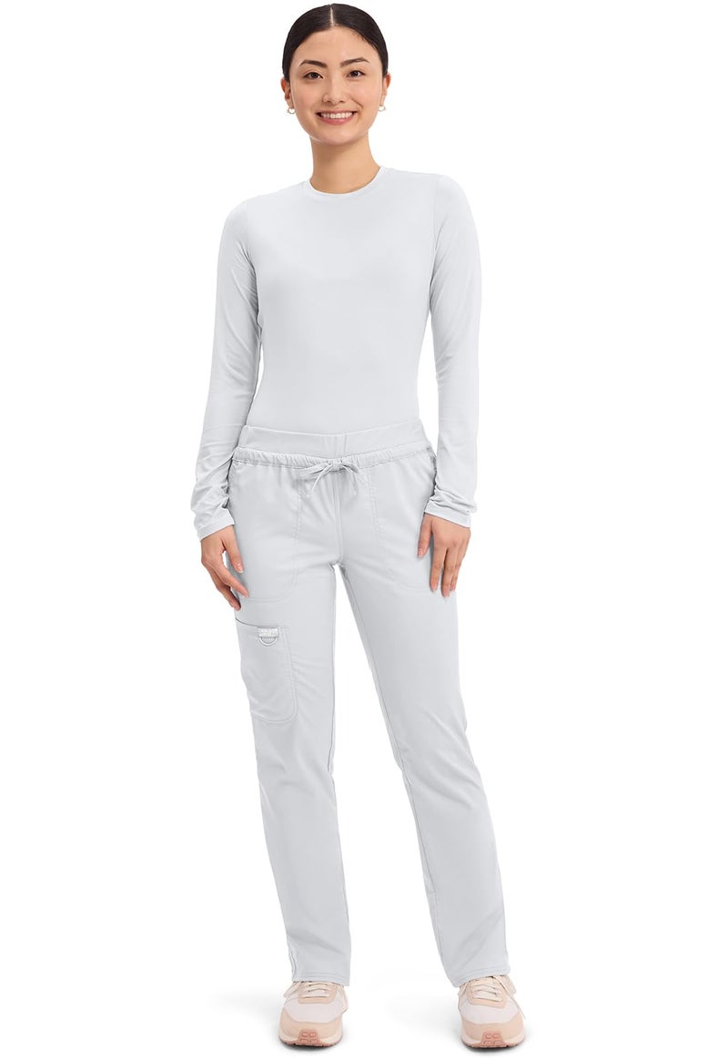 Cherokee Scrubs for Women Mid Rise Tapered Leg Drawstring Pant with 5 Pockets, Cargo Bottom with 2 Way Stretch Fabric - WW105, L, White - Image 5